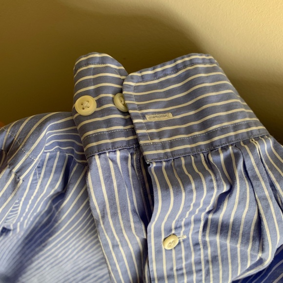 Blue with White Stripes Classic Fit Long Sleeve Button Down Shirt - Picture 5 of 7